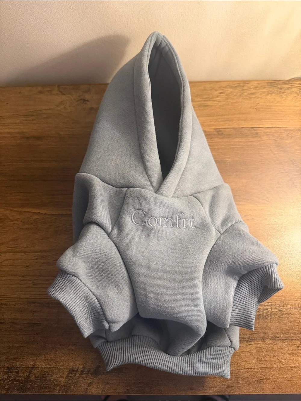 Brand new never worn Comfort Blue/Gray Dog Hoodie with Hooded Design